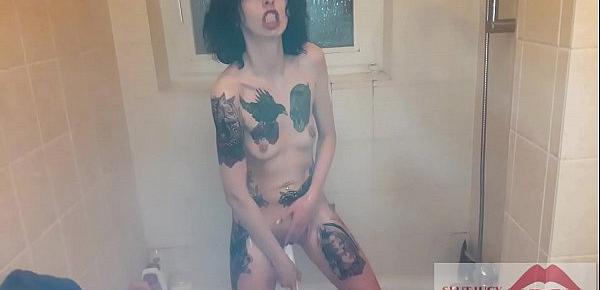  Slut Lucy piss drinking and dildoing in shower compilation